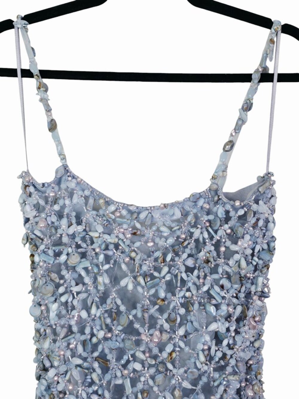 Cult Gaia Calantha Gown Coastal Blue Stone Beaded Fringe Maxi Dress - Picture 5 of 14